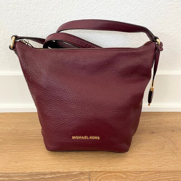 Michael Kors Purse Burgundy Maroon Red Oxblood Leather Pebbled 30T5GBFM2L Red - Picture 6 of 16
